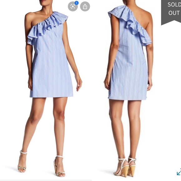 Parker Dresses & Skirts - Parker | Stripe One Shoulder Ruffle Dress M